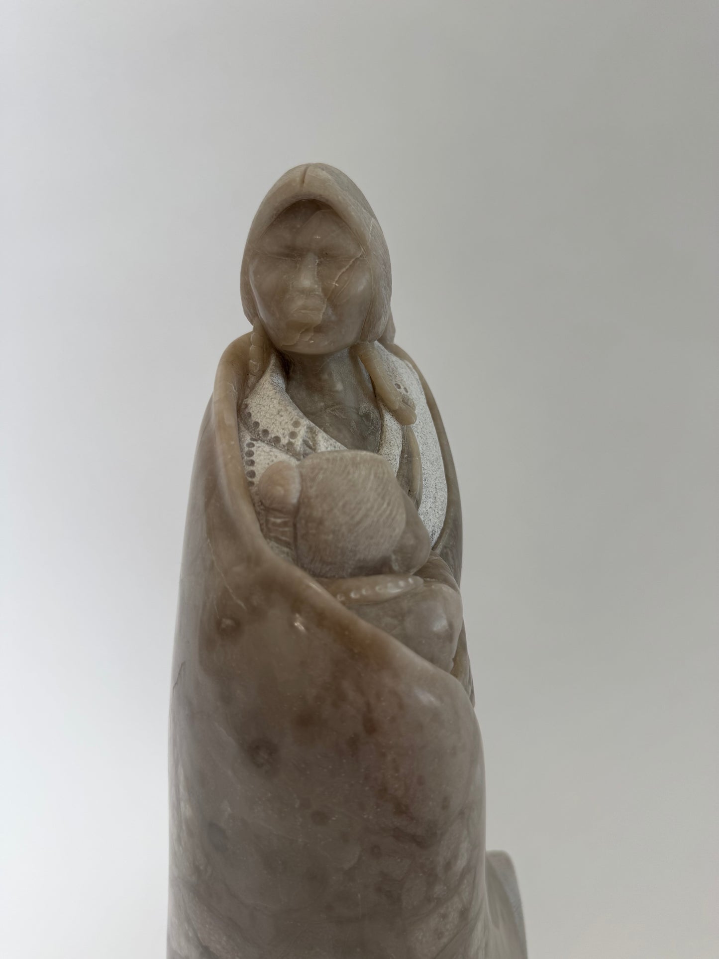Native American Indian “Mother & Child” Stone Sculpture Alvin Marshall