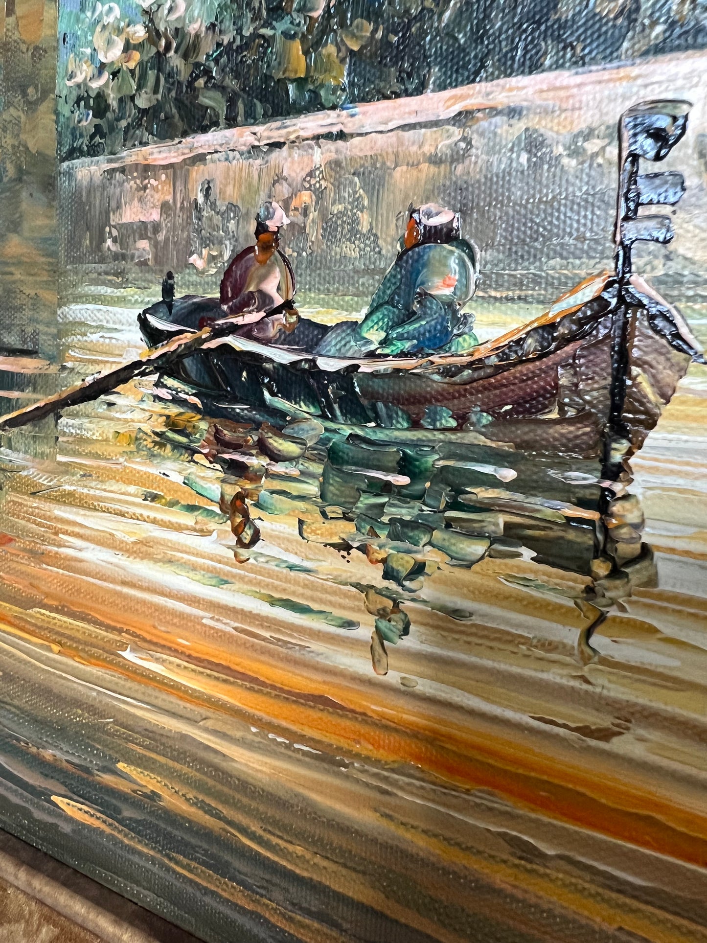 Original Vintage Rossini Oil Painting Water Scenery on Canvas