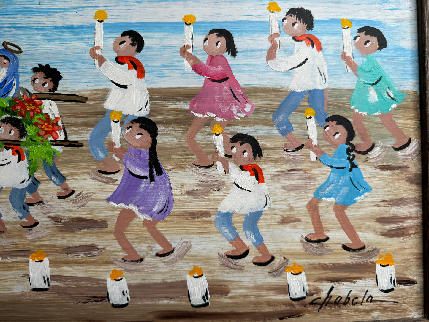 Elizabeth Chubela Haas 1904-2002 Oil on Board “ Flores de Mayo”