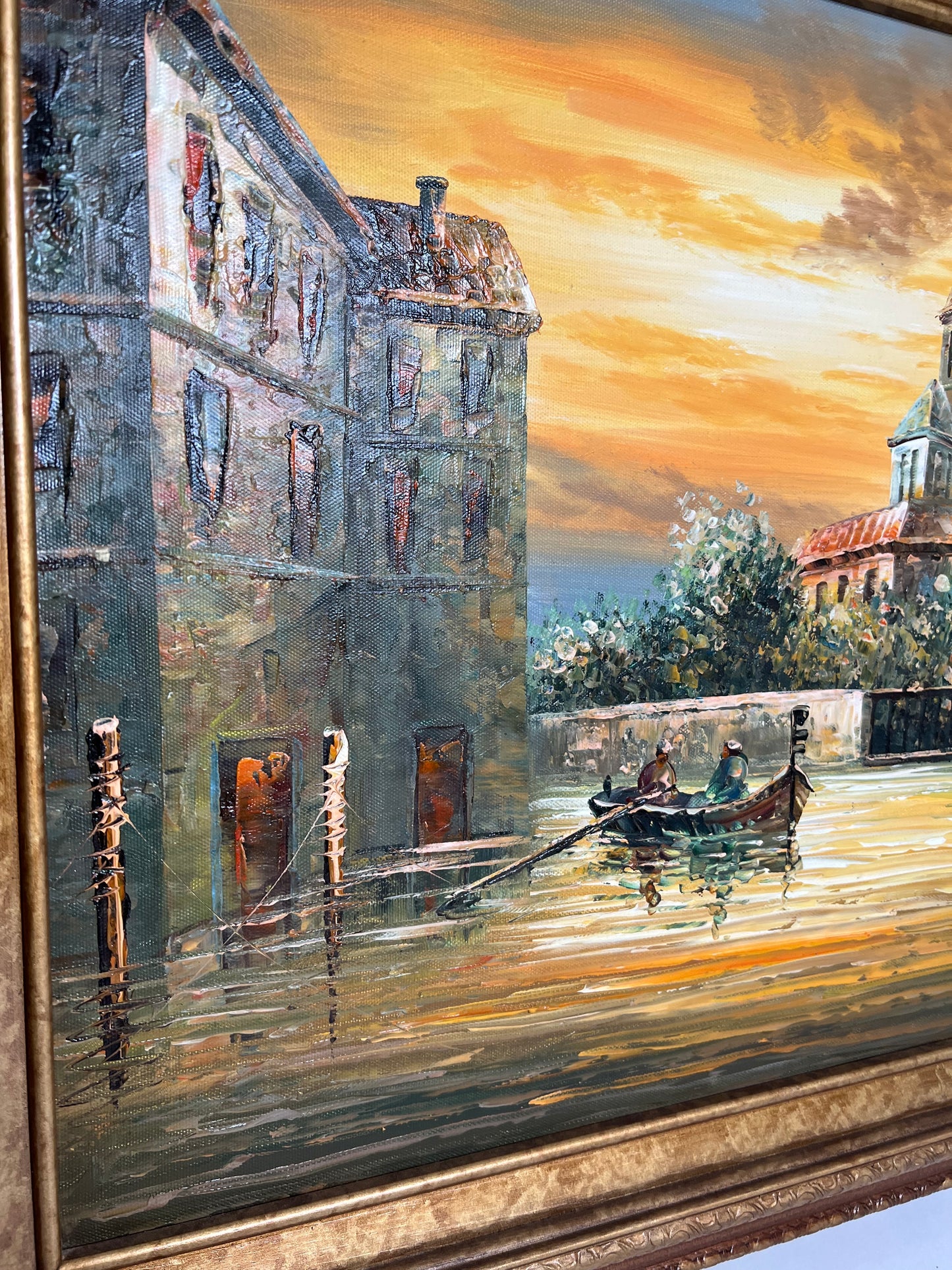Original Vintage Rossini Oil Painting Water Scenery on Canvas