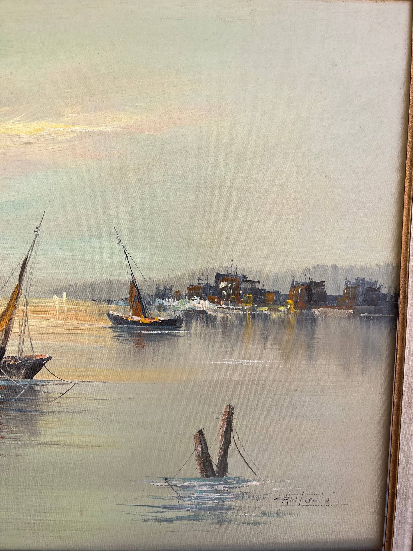 Vintage Seascape Oil Painting By “Antonio”