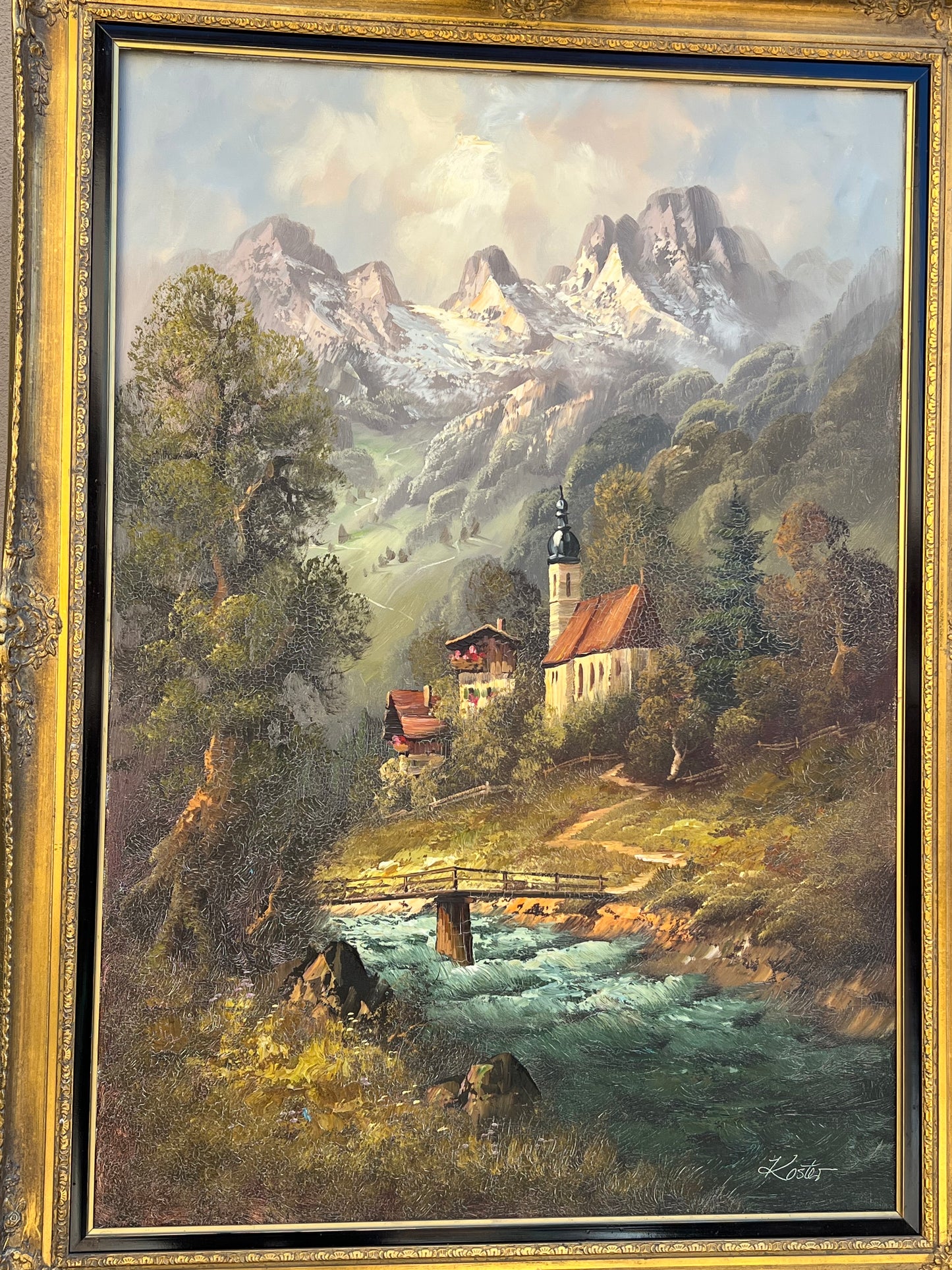 Vintage Landscape Original Oil Painting on Canvas