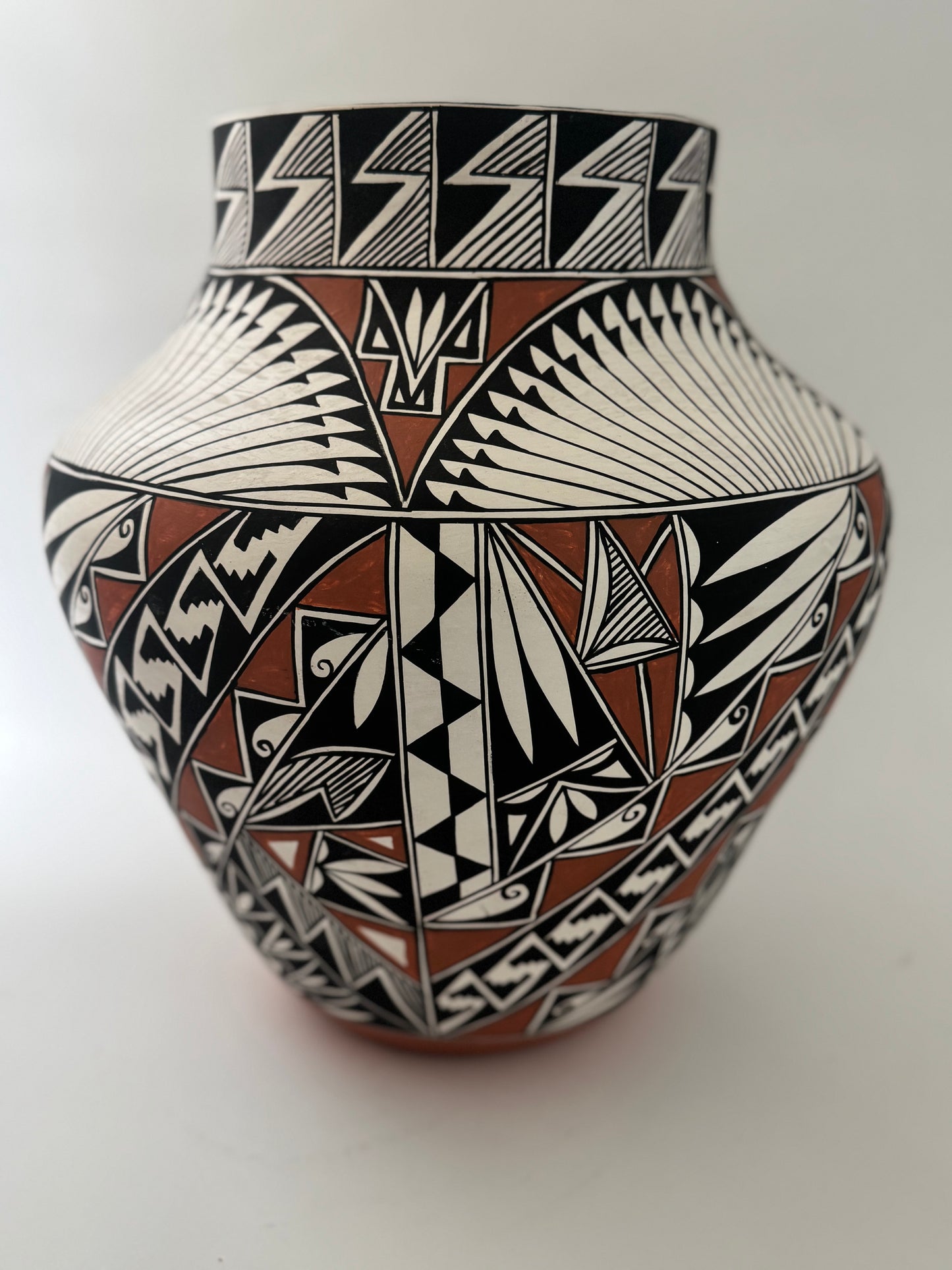 Ruby Shroulote Native American Polychrome Acoma Pottery Jar/ Large