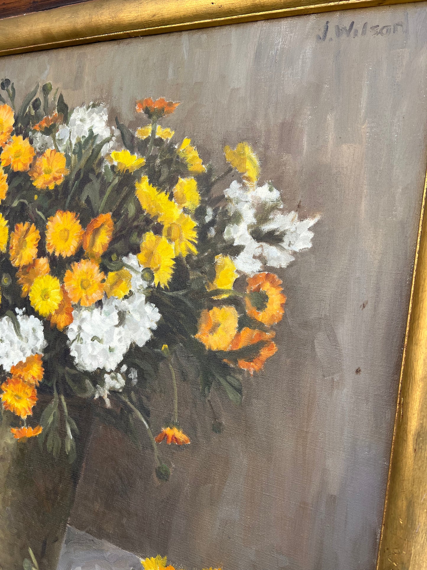 Original Oil Painting Jean Wilson 1973 “ Floral Still Life”