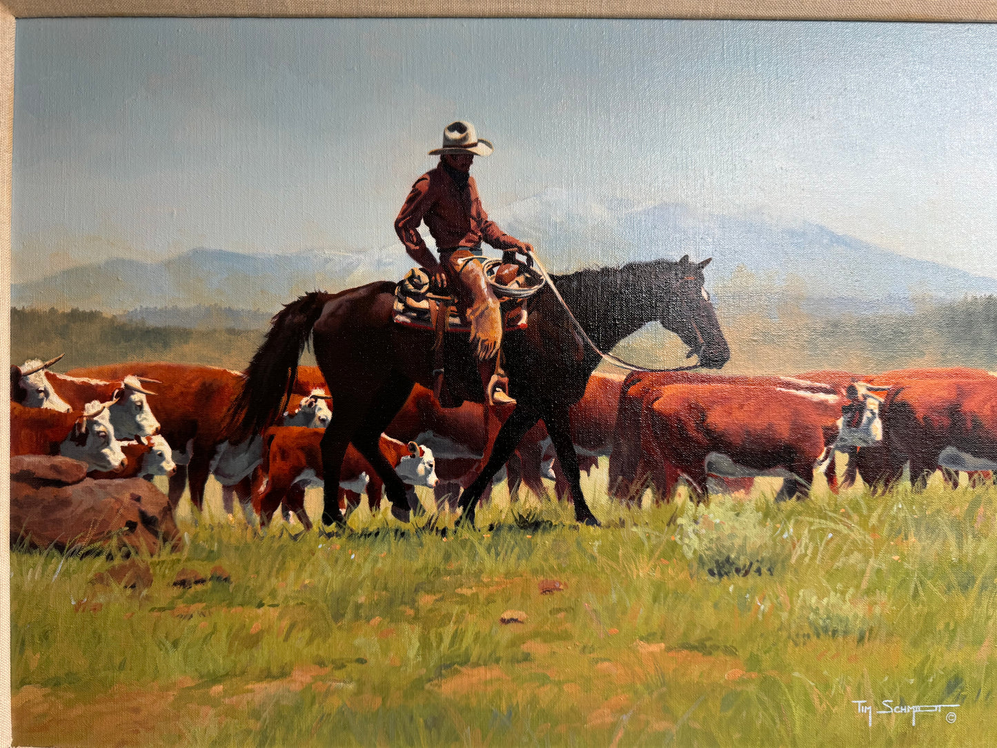 Tim Schmidt Original Herd Oil Painting