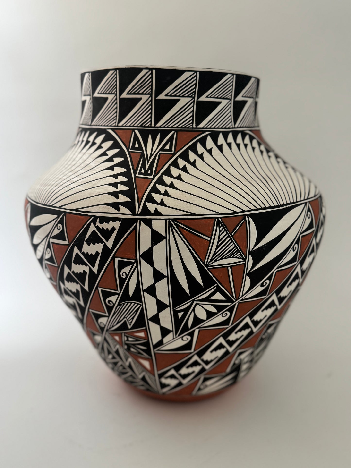Ruby Shroulote Native American Polychrome Acoma Pottery Jar/ Large