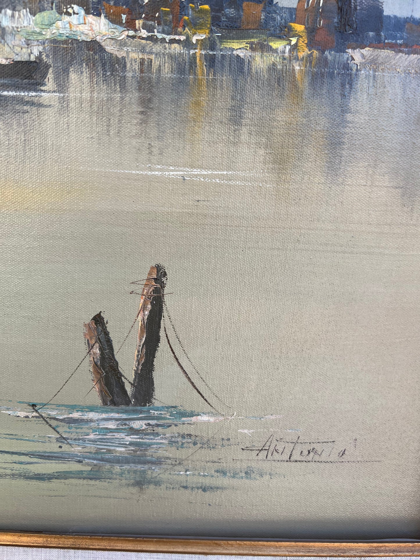 Vintage Seascape Oil Painting By “Antonio”