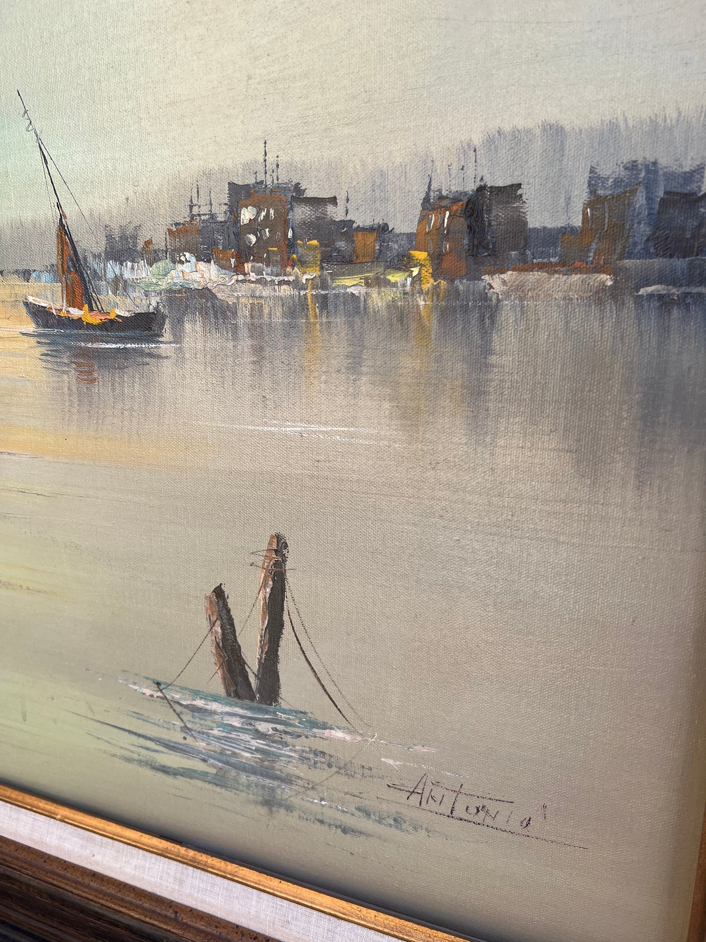 Vintage Seascape Oil Painting By “Antonio”