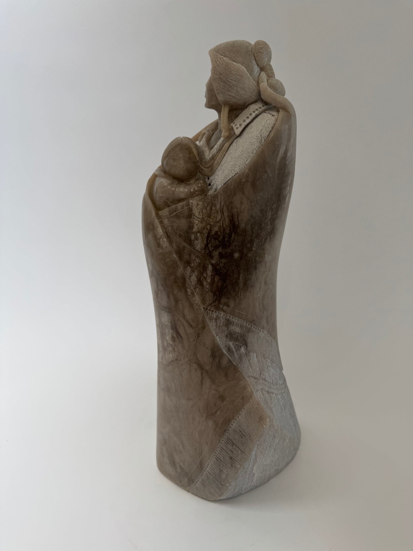 Native American Indian “Mother & Child” Stone Sculpture Alvin Marshall