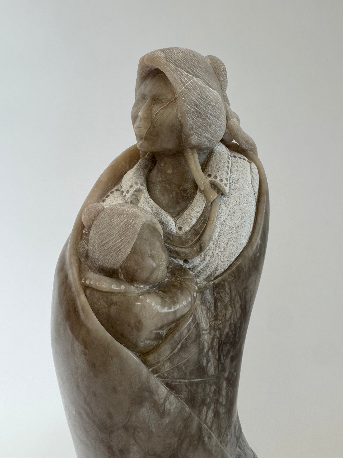 Native American Indian “Mother & Child” Stone Sculpture Alvin Marshall