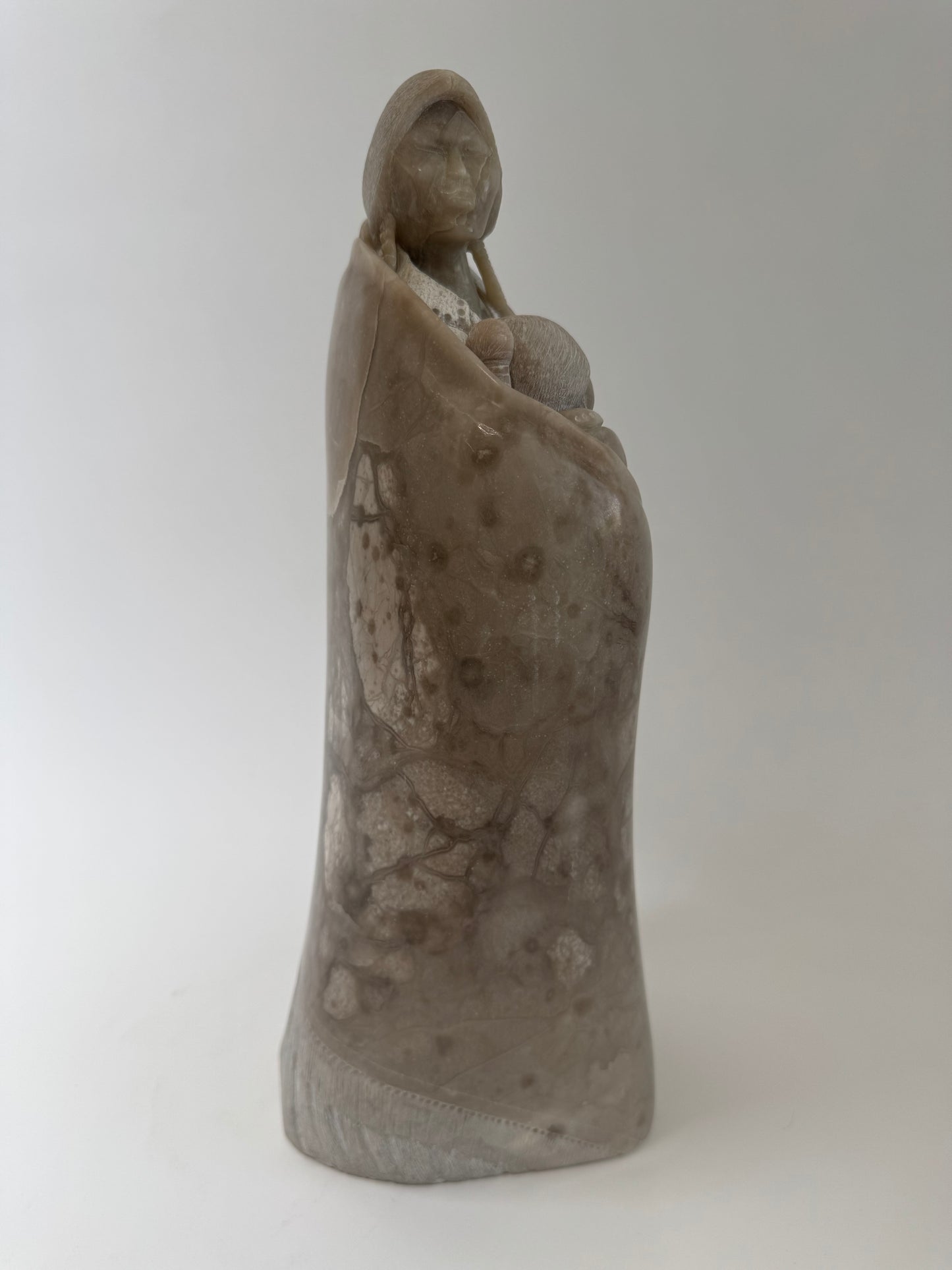 Native American Indian “Mother & Child” Stone Sculpture Alvin Marshall