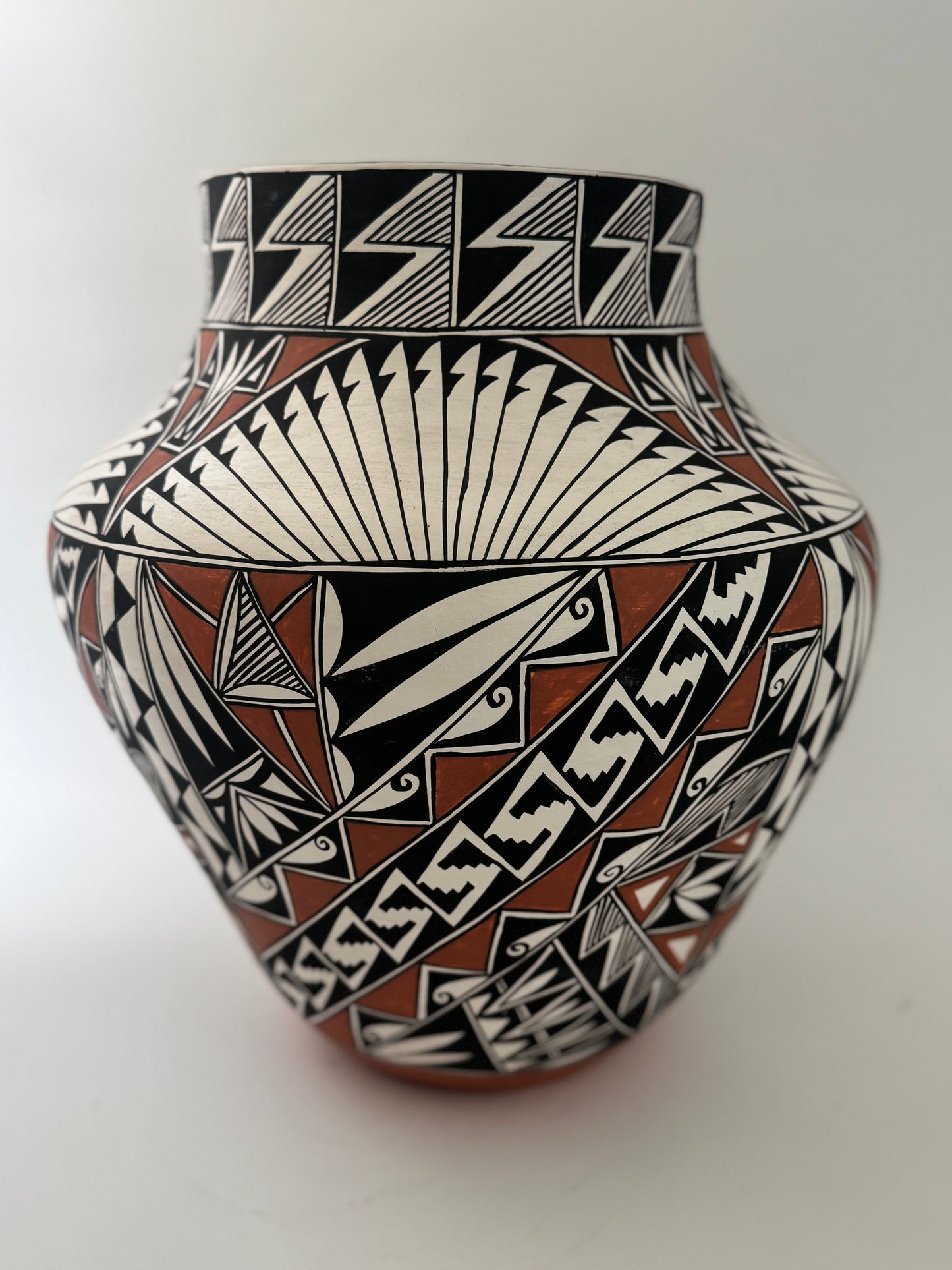 Ruby Shroulote Native American Polychrome Acoma Pottery Jar/ Large