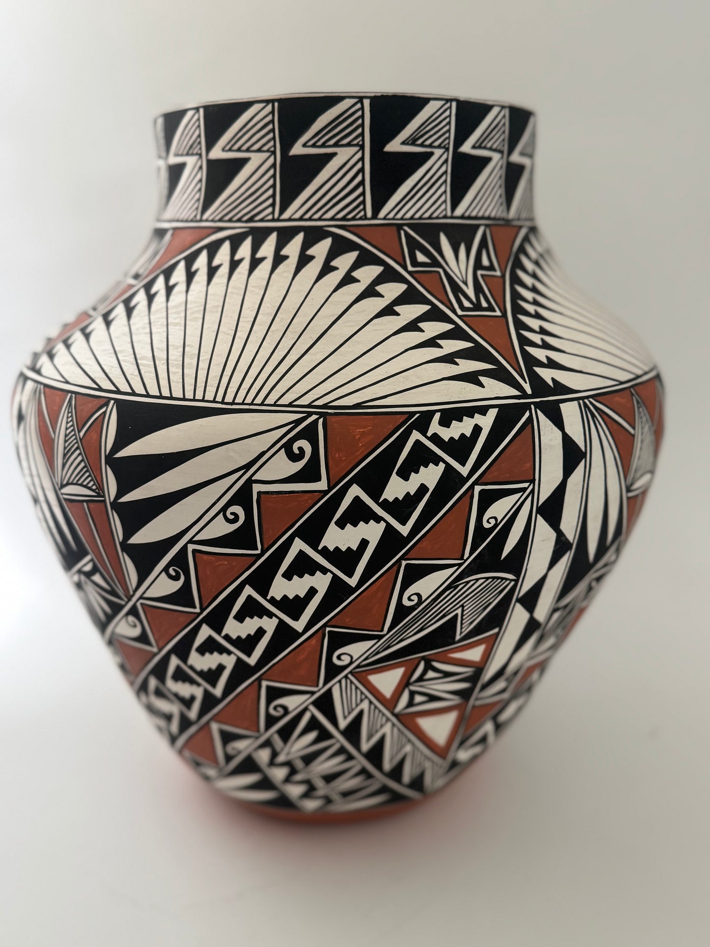 Ruby Shroulote Native American Polychrome Acoma Pottery Jar/ Large