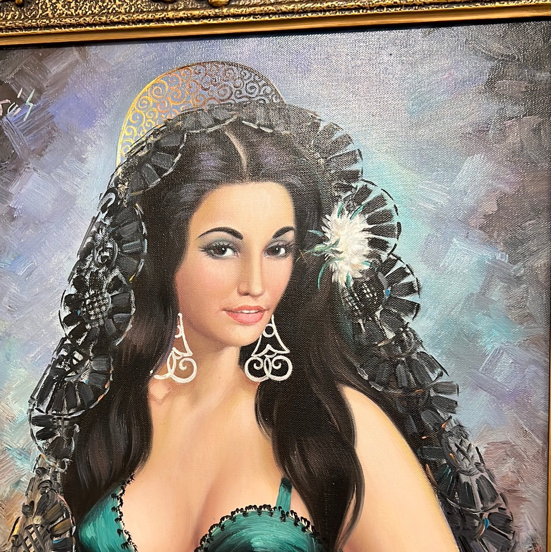 Spanish Lady Oil on Canvas By Cortes