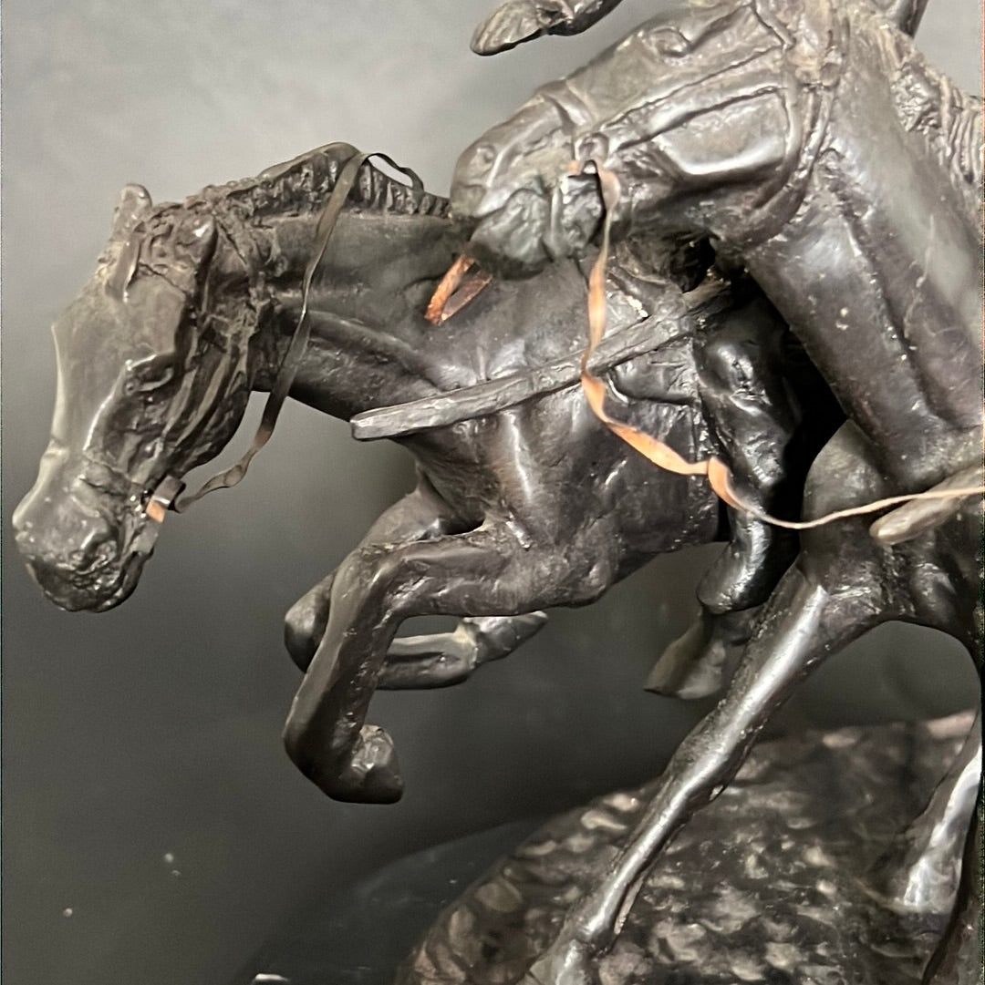 Frederic Remington “The Wounded Bunkie “ Bronze Statue 1861-1909