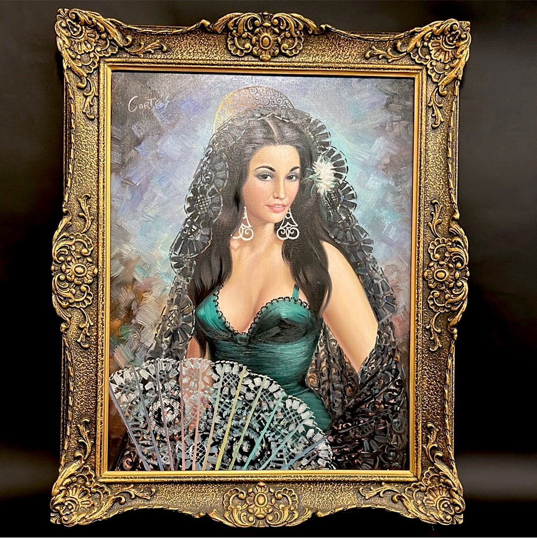 Spanish Lady Oil on Canvas By Cortes