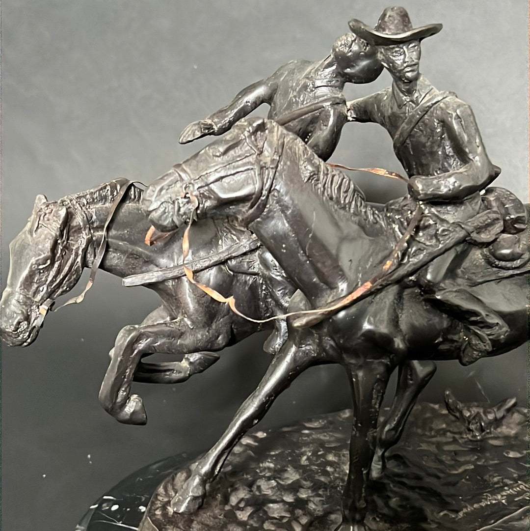 Frederic Remington “The Wounded Bunkie “ Bronze Statue 1861-1909