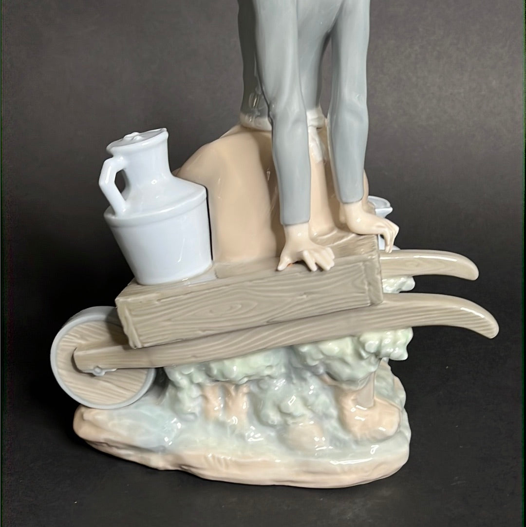 Lladro Milkmaid W/ Wheelbarrow