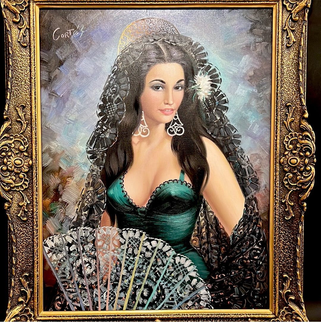 Spanish Lady Oil on Canvas By Cortes