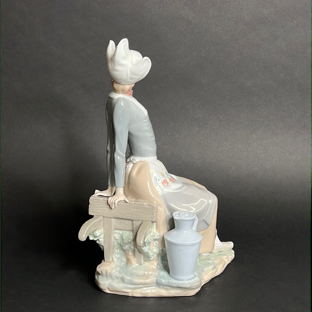 Lladro Milkmaid W/ Wheelbarrow