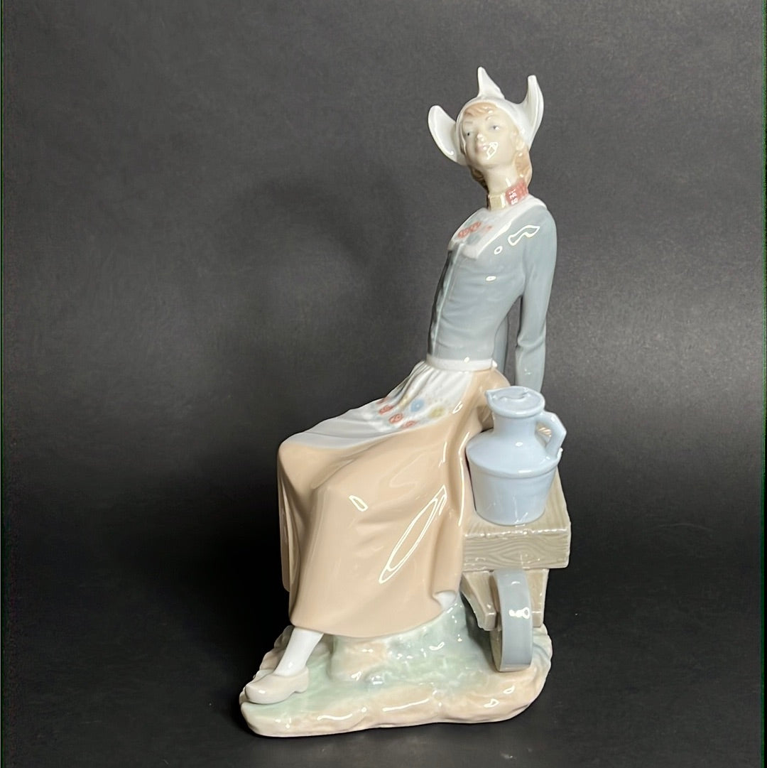 Lladro Milkmaid W/ Wheelbarrow