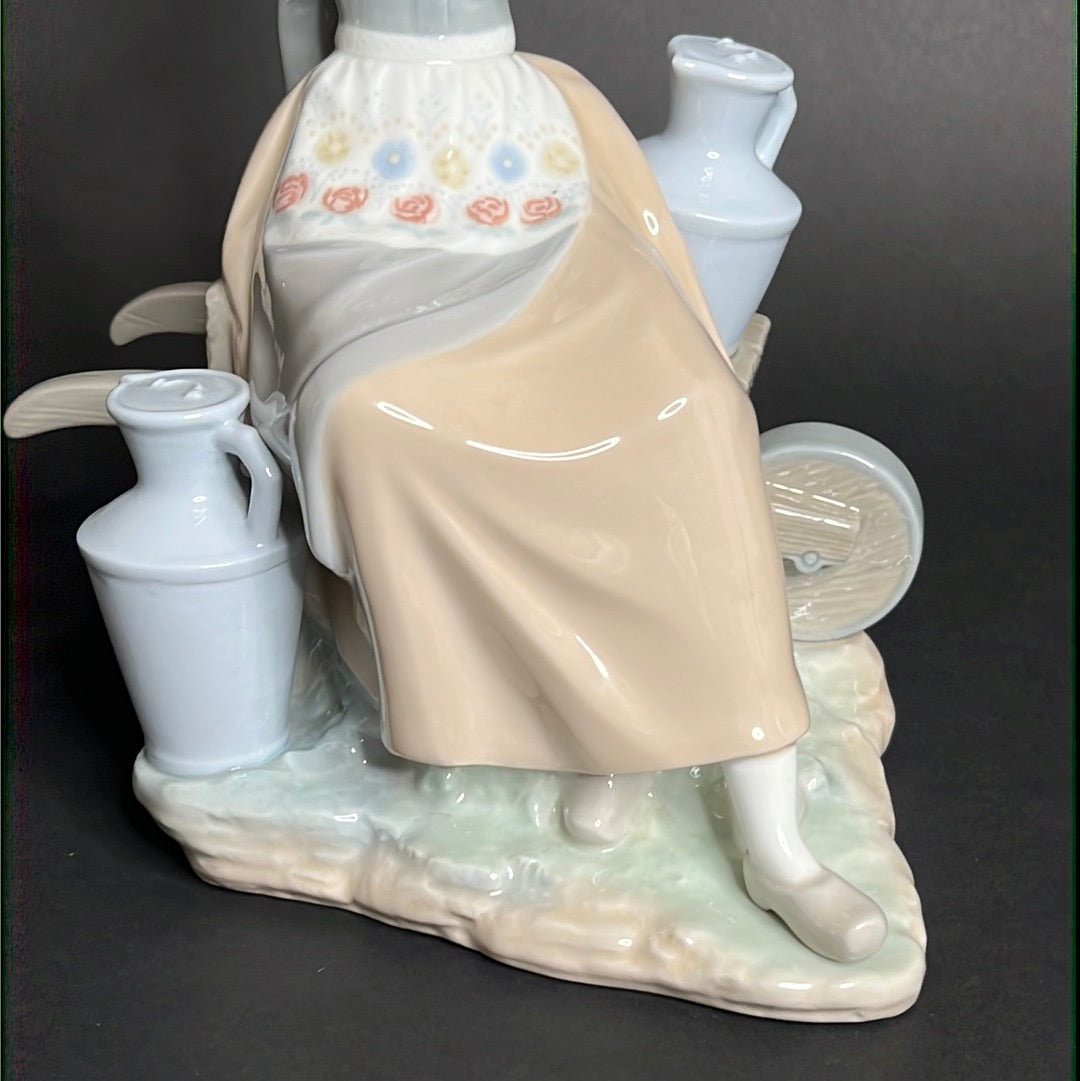 Lladro Milkmaid W/ Wheelbarrow