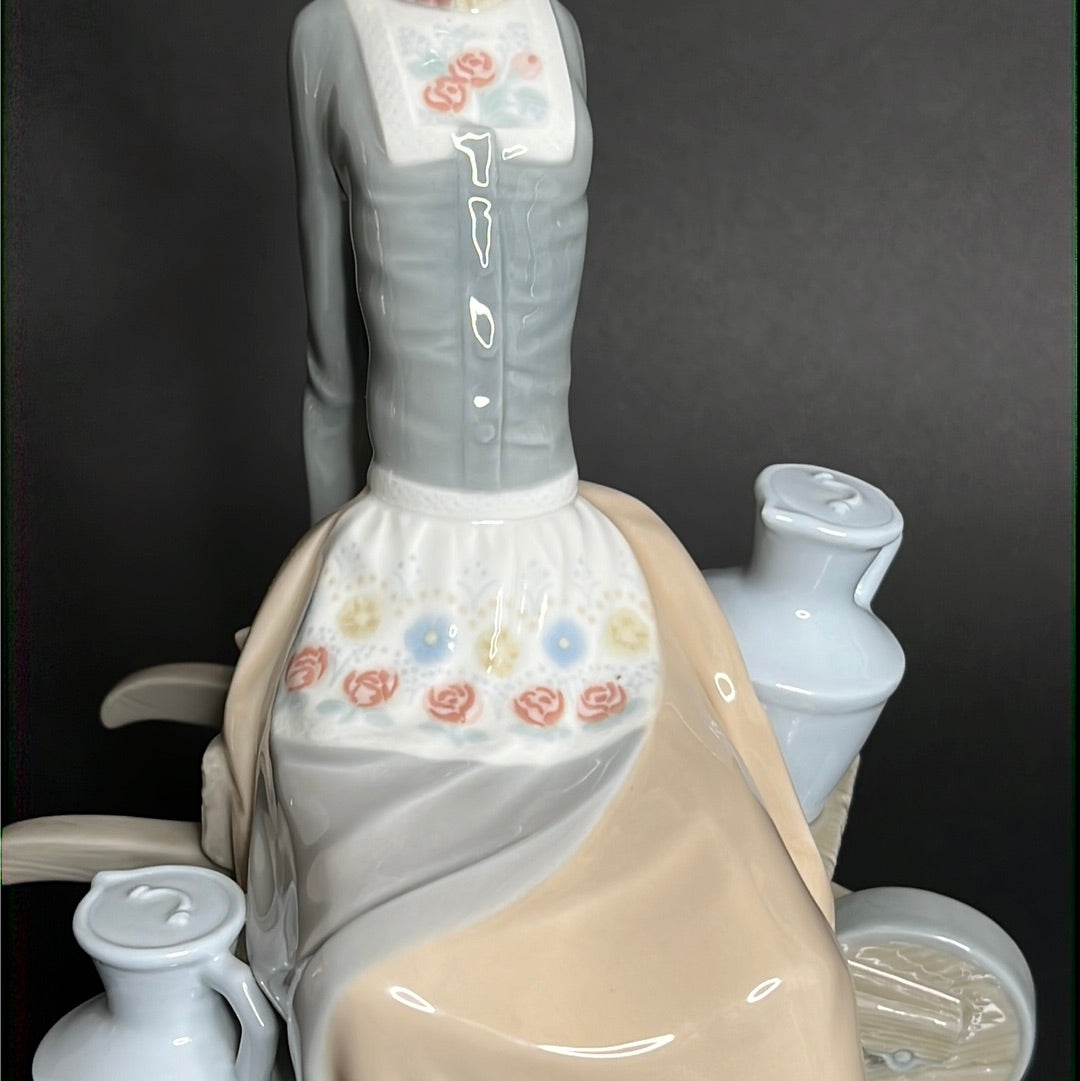 Lladro Milkmaid W/ Wheelbarrow