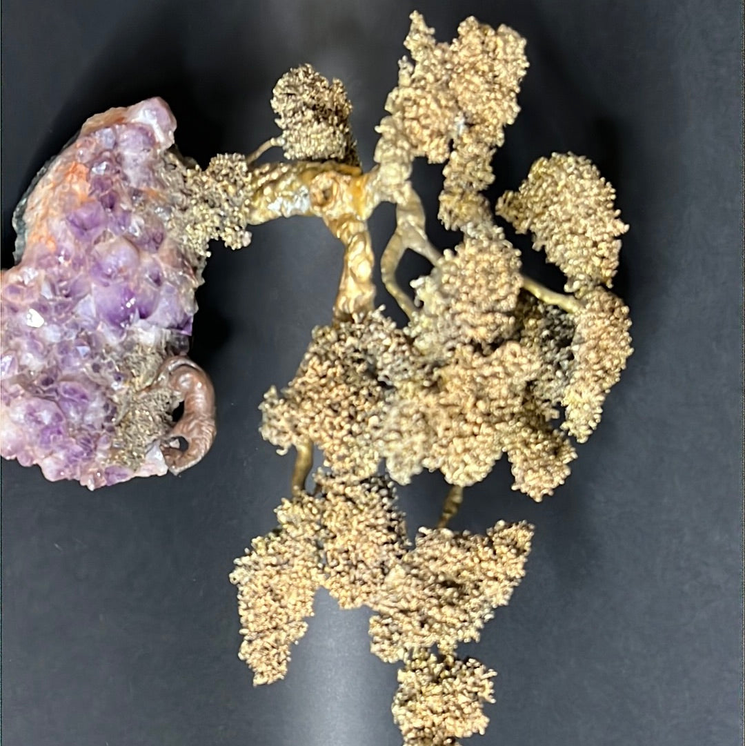 Richard Bell Smith Contemporary Bonzai & Raw Amethyst Sculpture Art