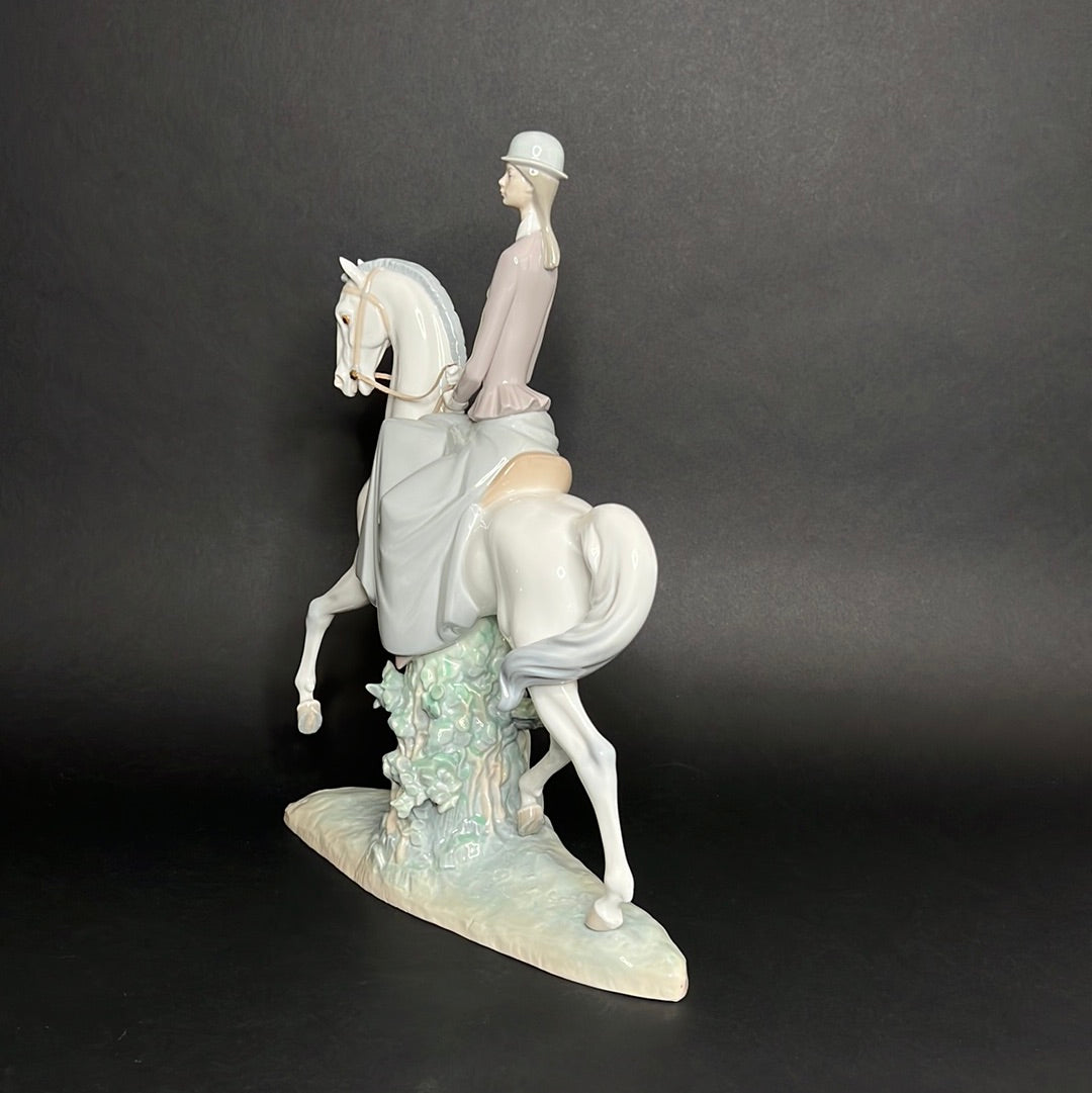 Lladro Female Equestrian Porcelain Figurine