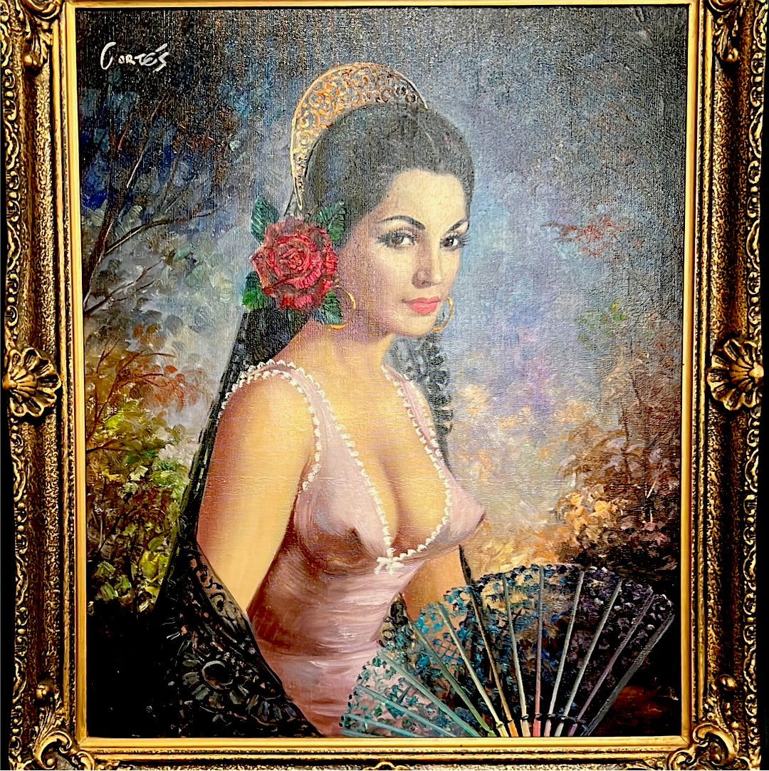 Spanish Lady By Cortes Oil On Canvas