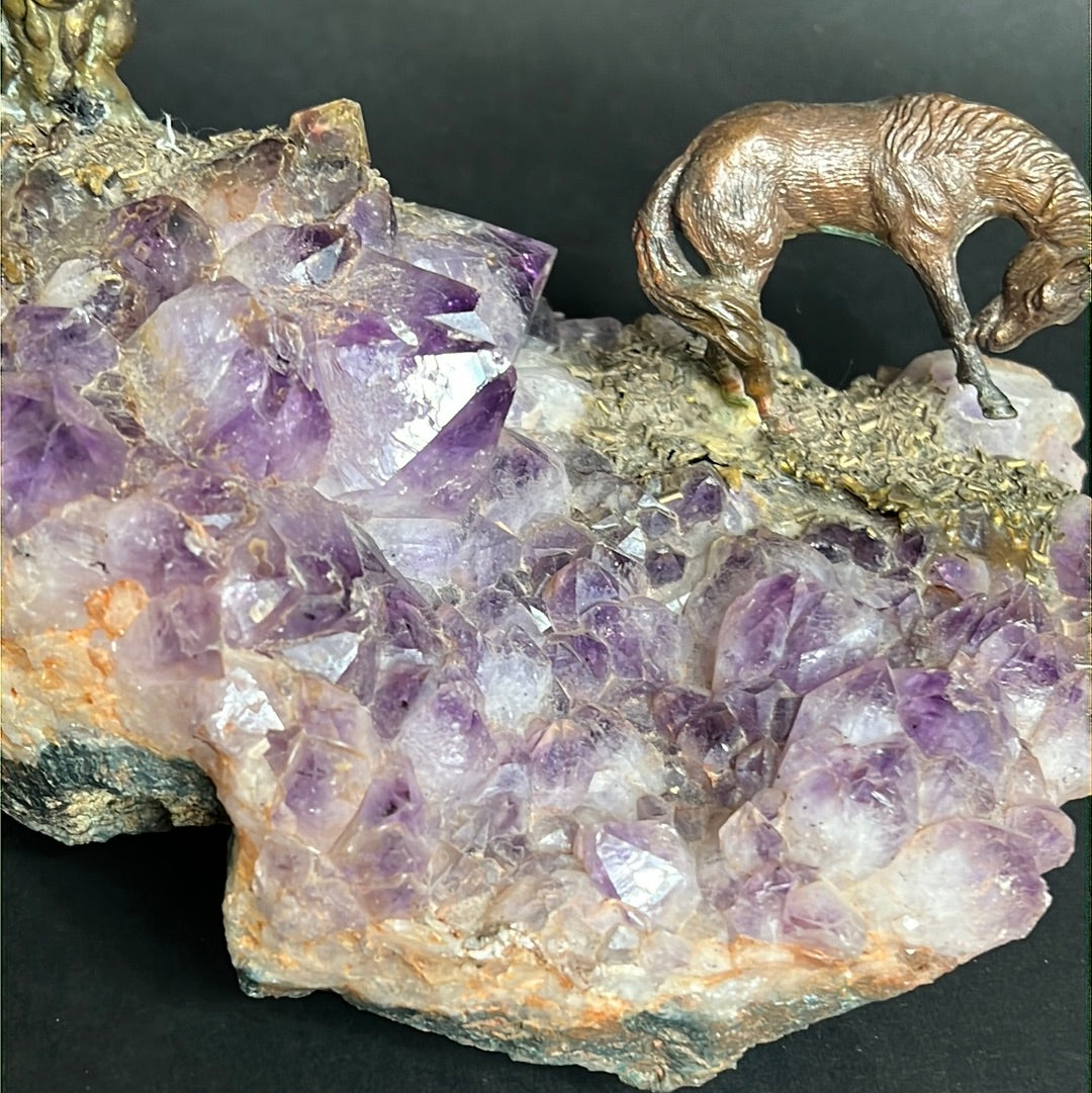 Richard Bell Smith Contemporary Bonzai & Raw Amethyst Sculpture Art