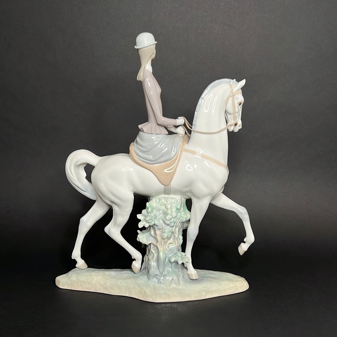Lladro Female Equestrian Porcelain Figurine