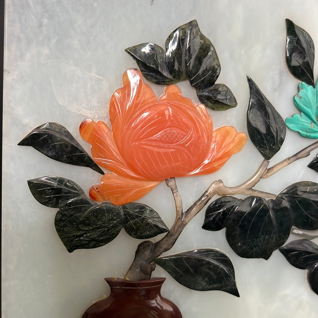 20th C. Rare Pair Chinese Jade Panel