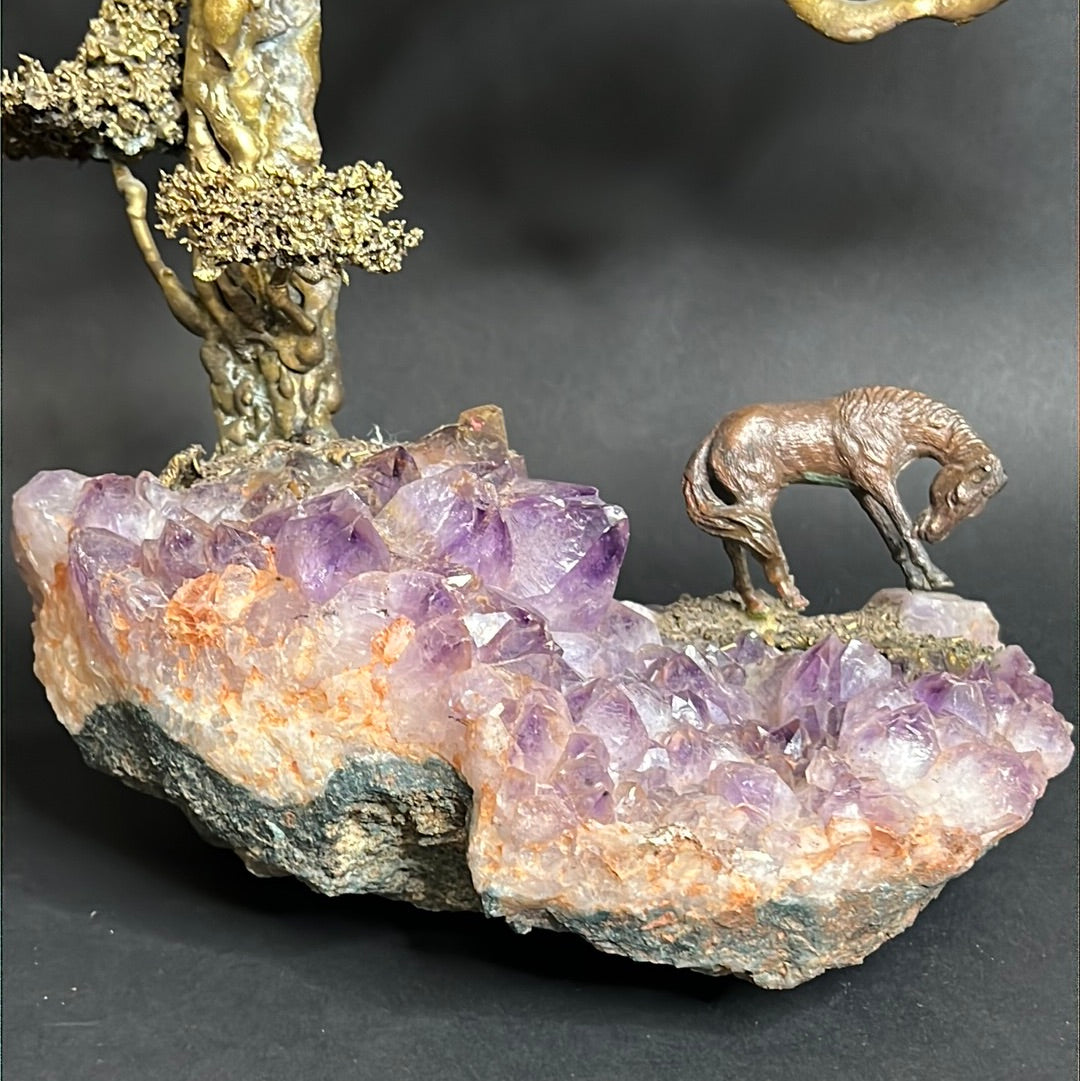 Richard Bell Smith Contemporary Bonzai & Raw Amethyst Sculpture Art