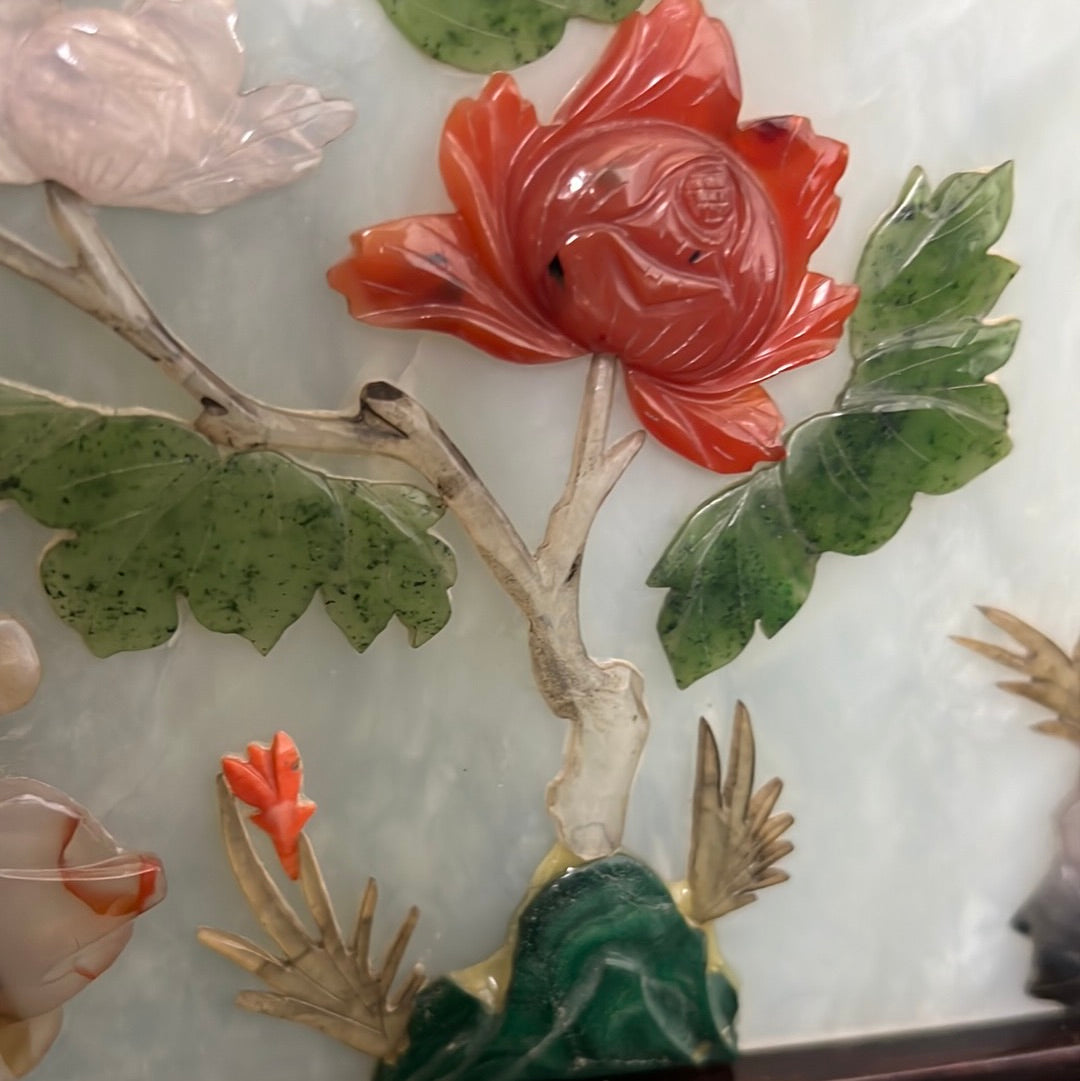 20th C. Rare Pair Chinese Jade Panel