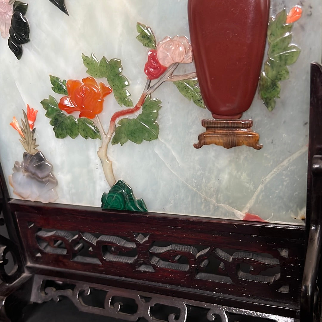 20th C. Rare Pair Chinese Jade Panel