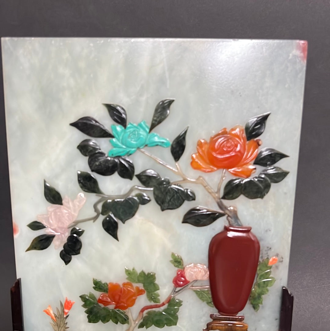20th C. Rare Pair Chinese Jade Panel