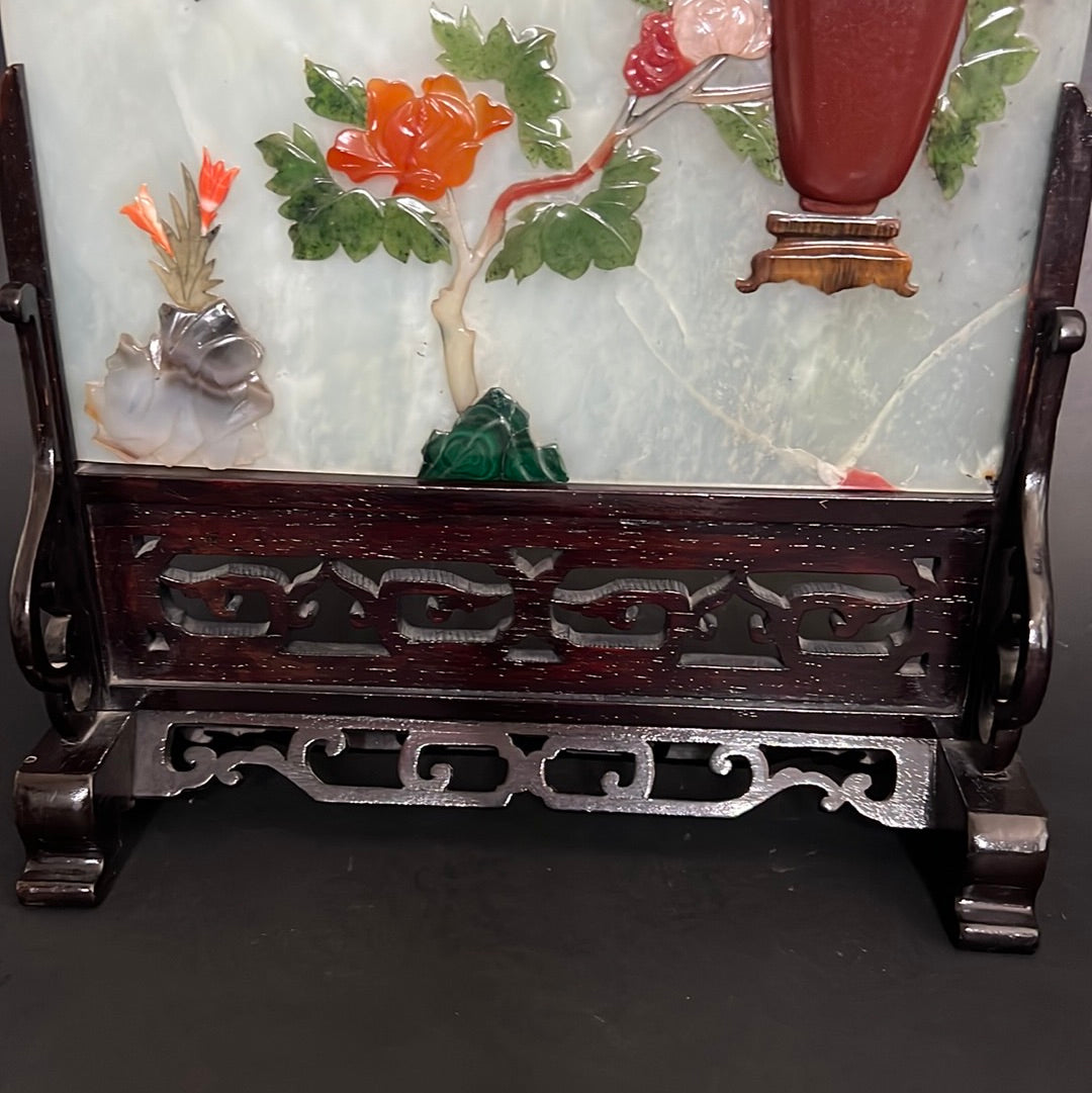 20th C. Rare Pair Chinese Jade Panel