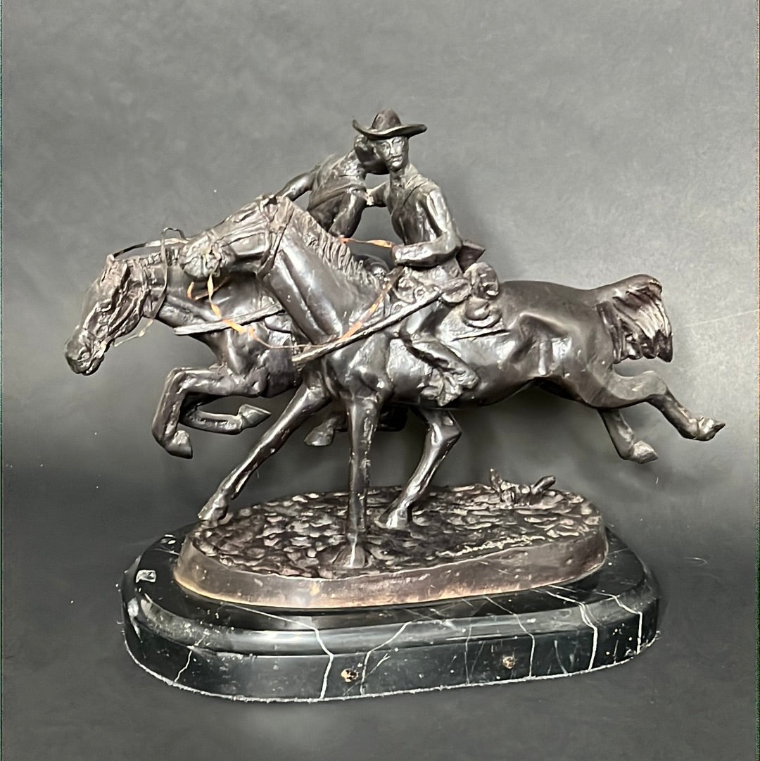 Frederic Remington “The Wounded Bunkie “ Bronze Statue 1861-1909
