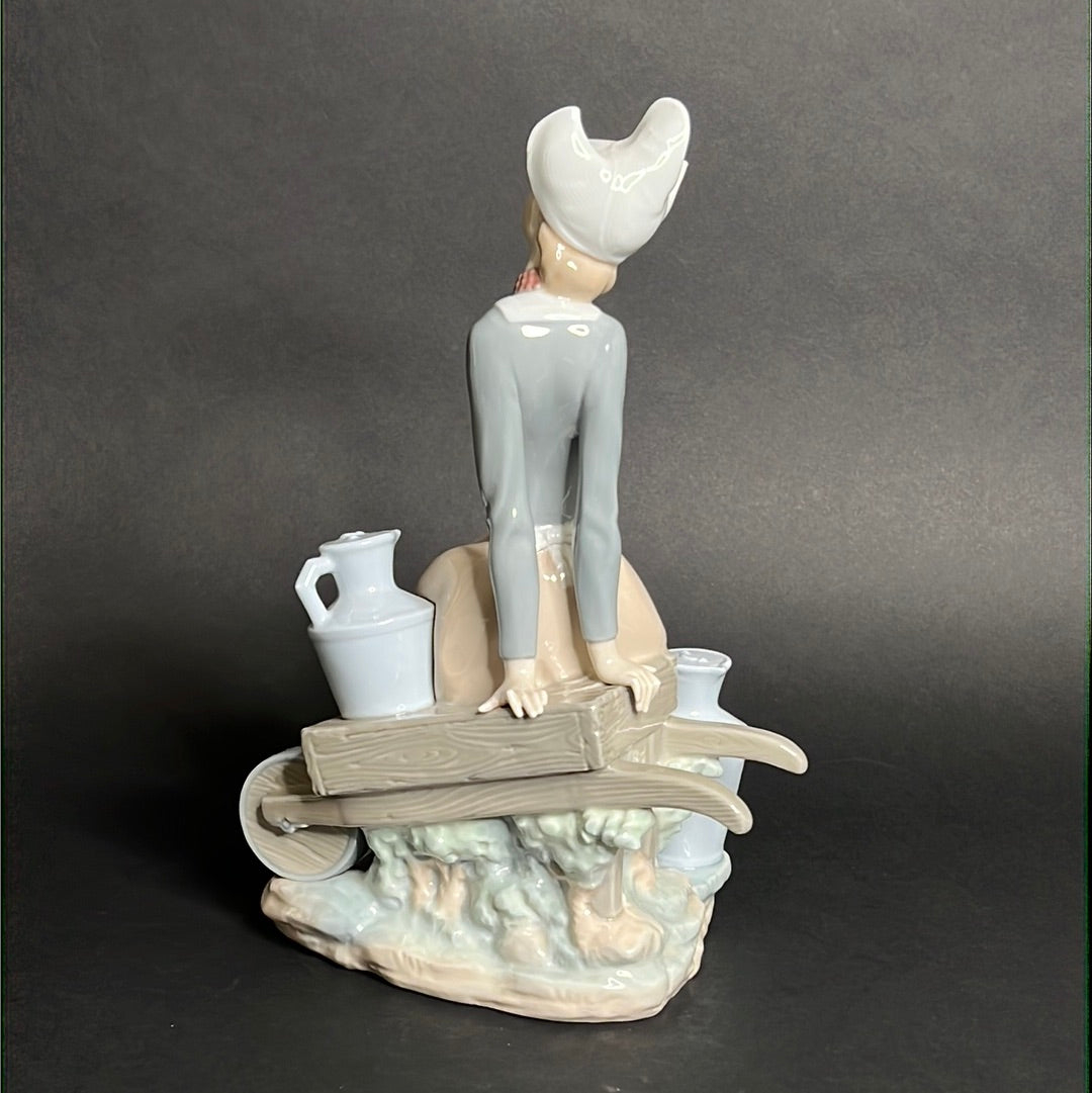 Lladro Milkmaid W/ Wheelbarrow