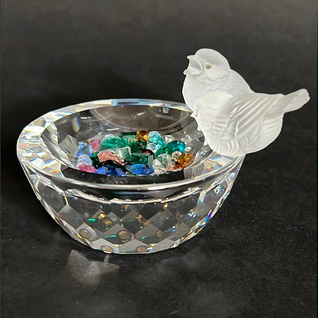 Swarovski Bird Bath Silver Crystals