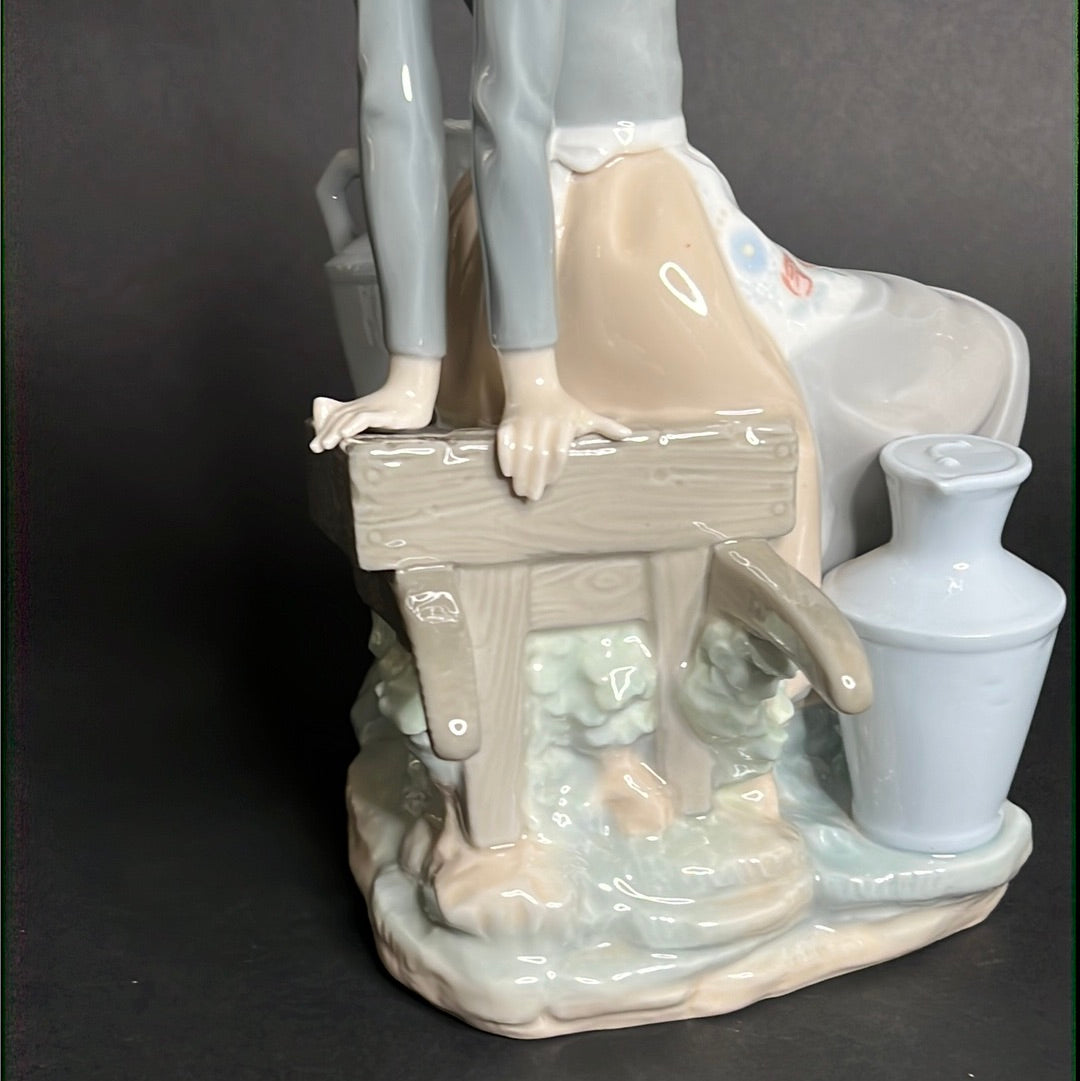 Lladro Milkmaid W/ Wheelbarrow