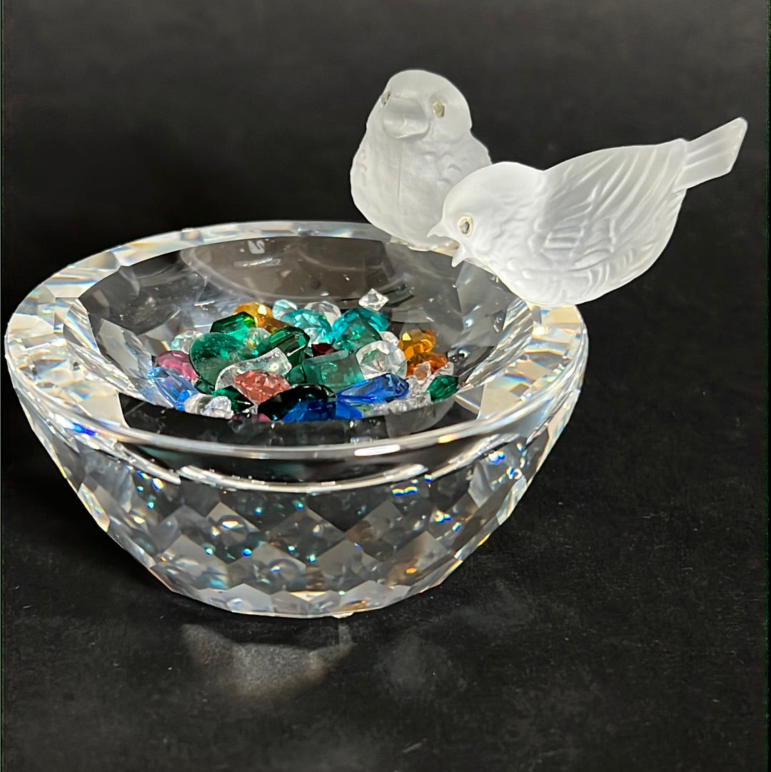 Swarovski Bird Bath Silver Crystals