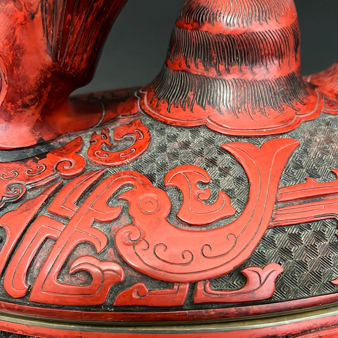 A Large Chinese Lacquered Cinnabar Camel Box
