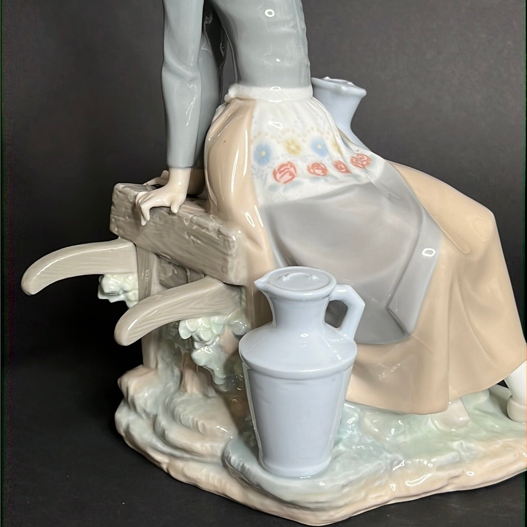 Lladro Milkmaid W/ Wheelbarrow
