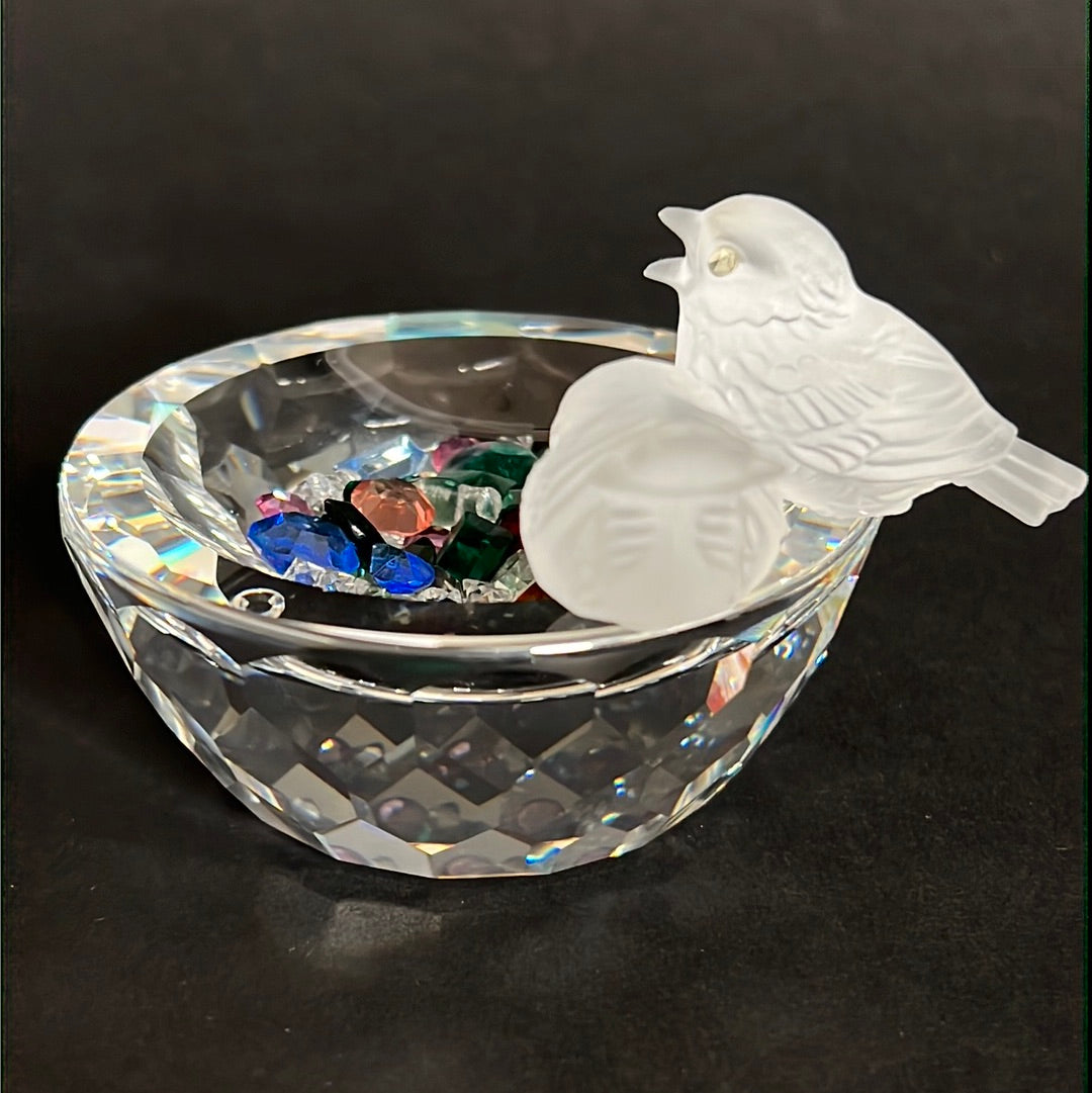 Swarovski Bird Bath Silver Crystals