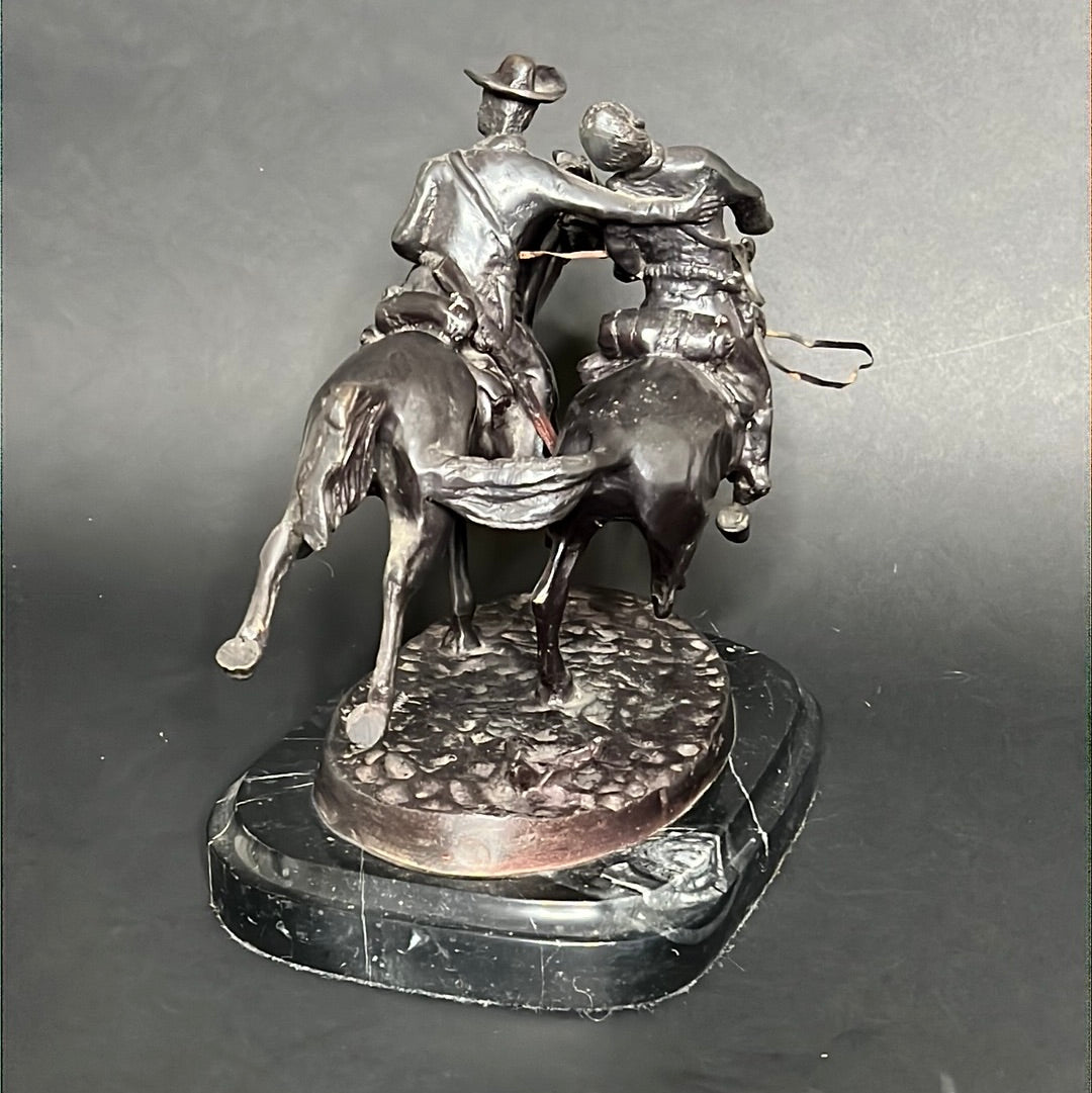 Frederic Remington “The Wounded Bunkie “ Bronze Statue 1861-1909