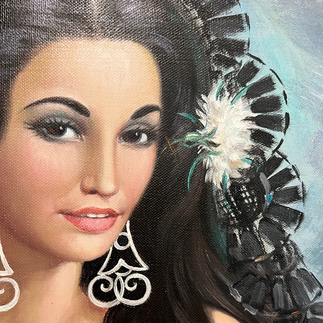 Spanish Lady Oil on Canvas By Cortes