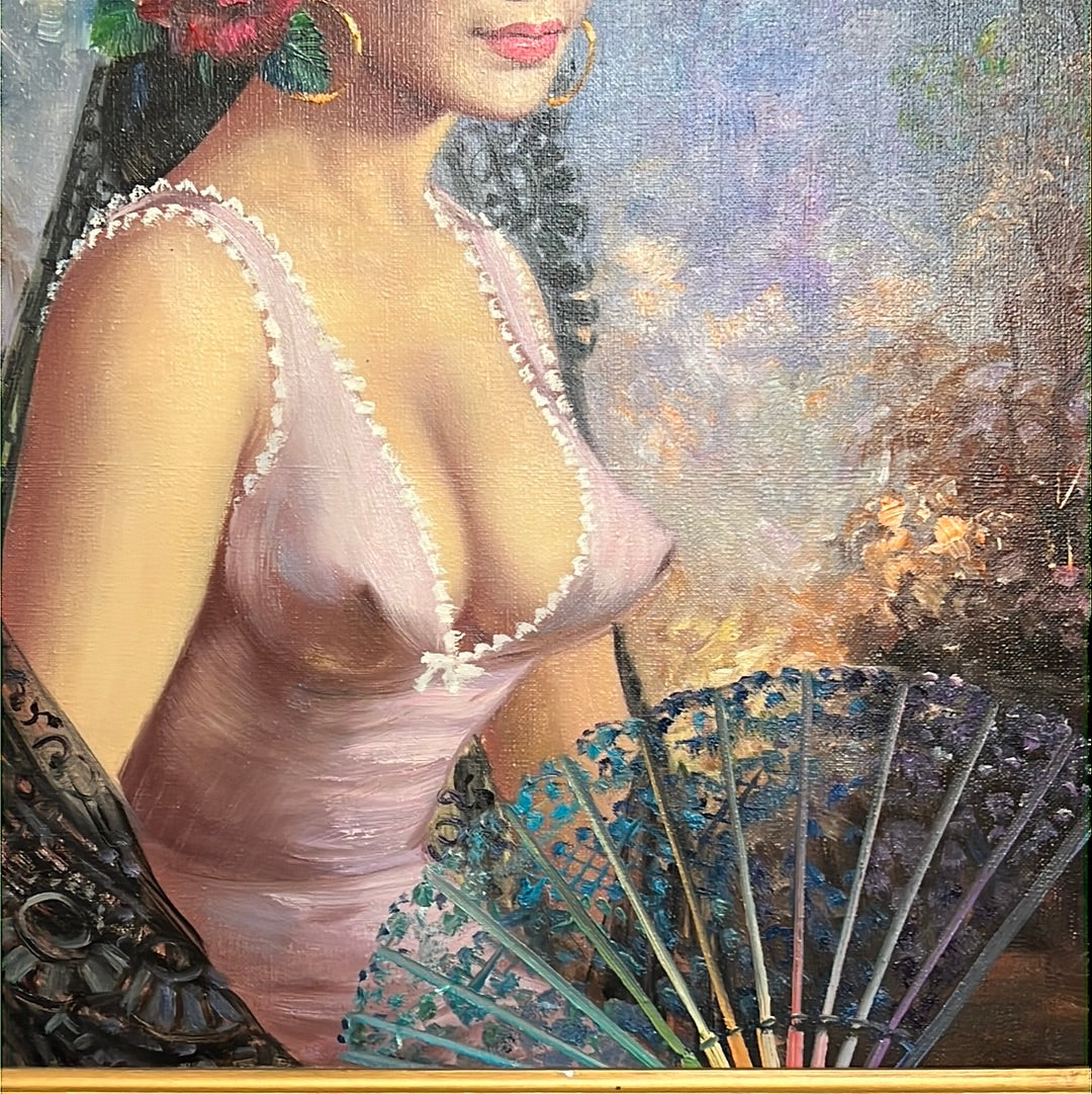 Spanish Lady By Cortes Oil On Canvas