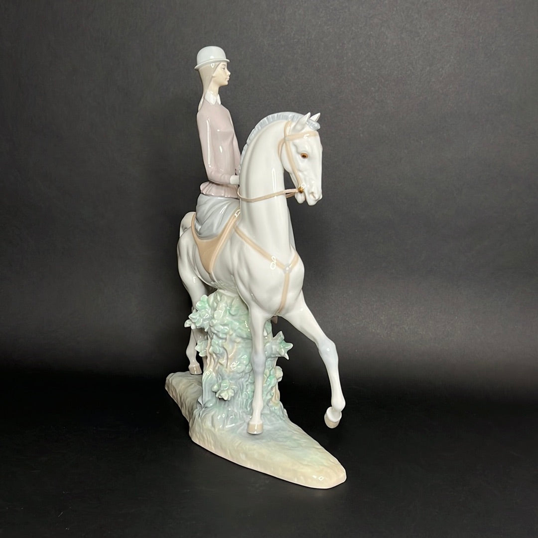 Lladro Female Equestrian Porcelain Figurine